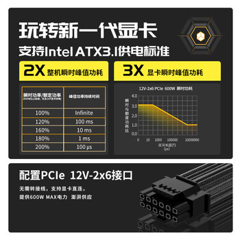 长城（Great Wall）额定1300W G13金牌全模组电源（ATX3.1标准/原生PCIe5.1接口/自动启停/单路12V/5090）