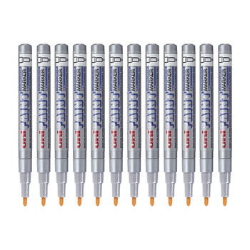 uni三菱（Uni）PX-21 小字油漆笔 0.8-1.2mm工业记号笔物流笔（可用于汽车补漆）银色12支装