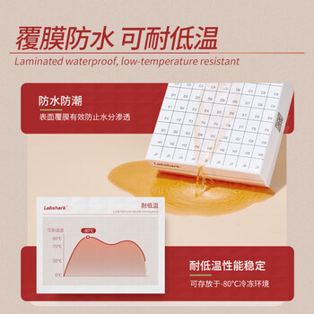 LABSHARK 纸质冻存管盒冷冻管盒样本冻存盒ep管低温储存盒防水纸质试管盒 蓝色连盖100孔塑料片(京仓)