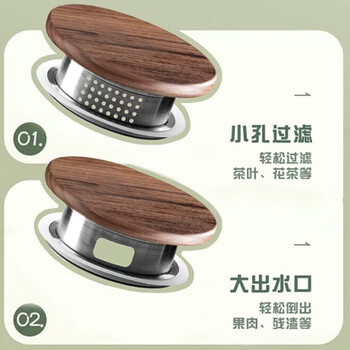 麦赫比Myhobby轻奢高档中式家用耐高温高硼硅玻璃杯凉水壶套装带杯套胡桃木盖子