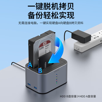 GODO机械硬盘盒子3.5寸底座2.5英寸sata固态移动双盘位扩展坞多盘位外接USB3.0读取器适用台式机笔记本