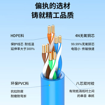 博扬（BOYANG） 室内千兆非屏蔽超五类网线【0.51mm无氧铜】CAT5e类监控POE工程线双绞线箱线 305米/蓝 BY-5305B
