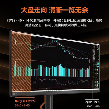 联想来酷电脑办公显示器 35英寸 21:9带鱼屏 100Hz 2K 低蓝光 旋转升降 商务办公家用显示屏 M3518QL