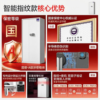 中伟（ZHONGWEI）电子保密柜文件柜铁皮柜密码柜钢制防盗柜智能指纹锁通门带抽