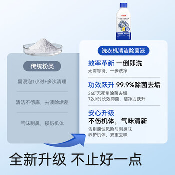 京东京造洗衣机除菌清洁剂250ml 滚筒波轮洗衣机清洗剂强力除垢除霉菌