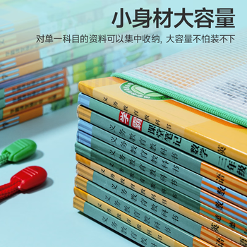 齐心（COMIX）10只A4文件袋透明拉链袋小学生科目分类袋办公资料袋试卷票据收纳拉边袋网格塑料考试文具袋EA1054