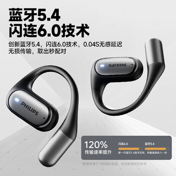 飞利浦（PHILIPS）【2026最新款丨百年科技品牌】骨传导蓝牙耳机概念不入耳开放无线挂耳式耳夹式运动跑步长续航降噪