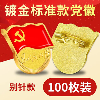 法拉蒙（faramon）新版国家标准型为人民服务党徽高档强磁扣胸章别针党员胸徽章胸针别针款100个装