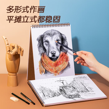 得力（deli）A4/40张牛皮纸款专业美术素描本本彩铅绘画本涂鸦本中性笔可用女孩儿童