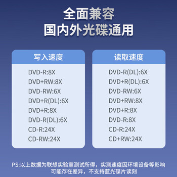 联想 8倍速 USB外置光驱 DVD 刻录机 CD移动光驱 笔记本台式机便携外接光驱 GP70Pro