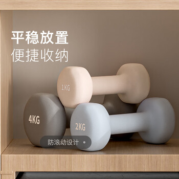 Keep哑铃女士健身家用彩色浸塑环保手铃亚铃全身塑形樱粉1kg*2