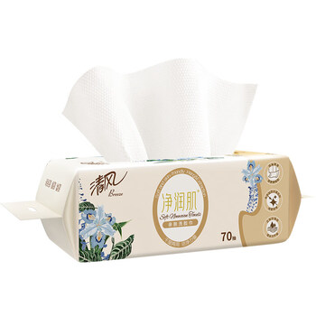 清风棉柔巾净润肌 抽取式面巾纸干湿两用厚实柔软 24包/箱 BCB70F V