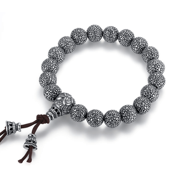 纯已久银饰990足银复古菩提手串男女银手链珠子手链串珠手串粗10mm重