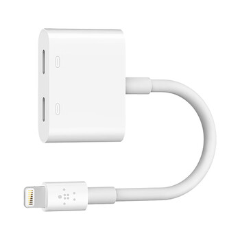 贝尔金（BELKIN）苹果Lightning一转二转接头 iPhone手机拓展线 分线器听歌充电一拖二 F8J198
