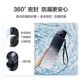 京东京造运动水杯  tritan水杯运动水壶大容量外出方便携带 黑白渐变1L