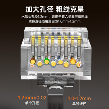 秋叶原（CHOSEAL）超六类非屏蔽水晶头 RJ45万兆工程级网络连接器 Cat6a类电脑8p8c网线接头 10个装 QS9095Z10