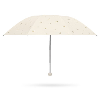 天堂 防紫外线晴雨伞三折 便携黑胶遮阳太阳伞晴雨两用 奶酪色