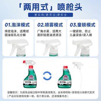 花王（KAO）日本厨房油污清洁剂400ml 油污净重油污去抽油烟机专用清洗剂喷雾