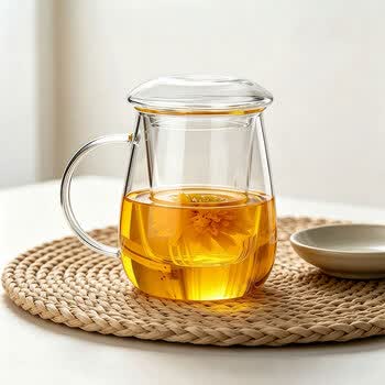 几物森林玻璃杯茶杯茶水分离泡茶杯过滤家用耐热装开水杯子 蘑菇杯500ml