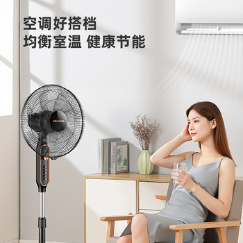 美菱（MeiLing）电风扇/落地扇 七叶家用四档加强风扇落地/交流定频风扇可拆卸轻音定时摇头电扇 MFS-40黑色款