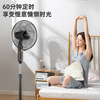 美菱（MeiLing）电风扇/落地扇 七叶家用四档加强风扇落地/交流定频风扇可拆卸轻音定时摇头电扇 MFS-40黑色款
