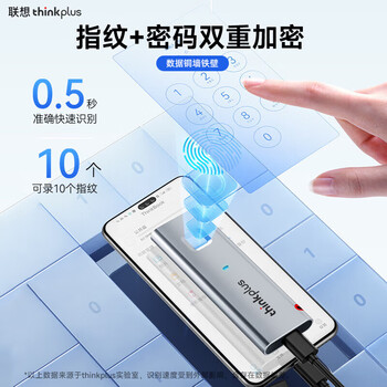 联想ThinkPlus 1TB移动固态硬盘 指纹加密520MB/s Type-C电脑手机直连 PSSD移动硬盘 TSD303 联想ThinkPlus 1TB移动固态硬盘 指纹加密520MB/s Type-C电脑手机直连 PSSD移动硬盘 TSD303