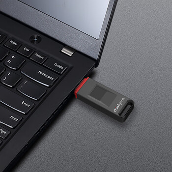 联想ThinkPlus 64GB固态优盘 USB3.2接口 指纹全盘保护 防泄密商务学习办公U盘 FU200 黑色