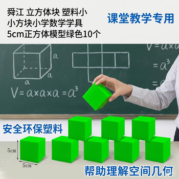舜江 立方体块 塑料小方块 小学数学学具 5cm正方体模型绿色10个