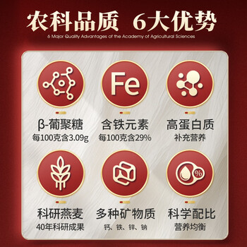 世壮中国农科院五红燕麦片400g*4混合冲饮谷物代餐红豆红米红枣