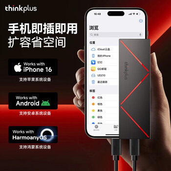 联想ThinkPlus 1TB移动固态硬盘 Type-c USB 3.2高速2000MB/s 双接口直连 PSSD移动硬盘 UD210 联想ThinkPlus 1TB移动固态硬盘 Type-c USB 3.2高速2000MB/s 双接口直连 PSSD移动硬盘 UD210