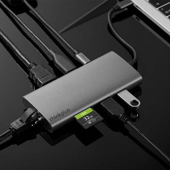联想ThinkPad 8合一多功能拓展坞 Type-C扩展坞USB分线器RJ45千兆网口 HDMI转换器 PD快充 LC07-R