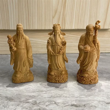 清・黄楊木細密彫・福祿寿喜財・供養品 』極細工 置物 古賞物 中国古玩
