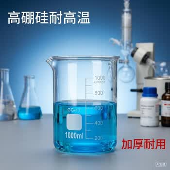 舜江 玻璃烧杯高硼硅耐高温带刻度透明量杯加厚初高中学生物理化学实验用品 100ml烧杯1个