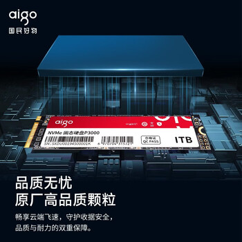 爱国者（aigo）256GB SSD固态硬盘 M.2接口NVMe协议 PCIe3.0高性能主控 台式机笔记本通用P3000 读速3000MB/s