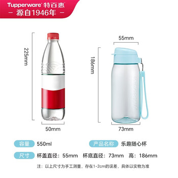 特百惠（Tupperware）乐趣550ml塑料杯男女士学生运动水杯子大容量泡茶杯 都市灰