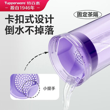 特百惠（Tupperware）晶彩MAX塑料杯600ml 男女士学生运动水杯子大容量泡茶杯 冰沙紫