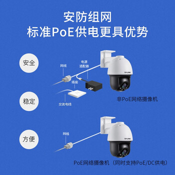 TP-LINK300万超清球机日夜全彩 室外防水PoE摄像头360°全景网络摄像机声光报警手机远程 TL-IPC633P-A4