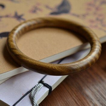 特检捡漏手工雕刻绿檀木手镯香味细圈镯子木质古典中国风玫之尔内径