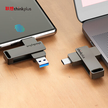 联想ThinkPlus 256GB固态优盘 USB3.2&Type-C手机电脑双接口 高读速 商务办公金属U盘 MU110