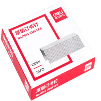 得力(deli)0013 订书钉加厚 厚层订书针 单盒 23/13 (80页订书针) 1000枚/盒 5盒装 得力(deli)0013 订书钉加厚 厚层订书针 单盒 23/13 (80页订书针) 1000枚/盒 5盒装