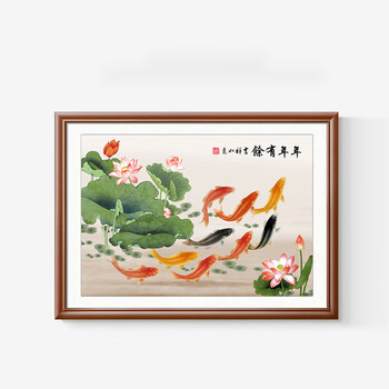 荷花鲤鱼国画价格报价行情- 京东
