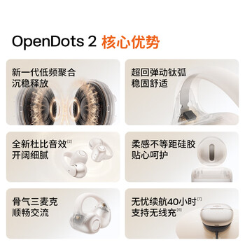 韶音（SHOKZ）【新品上市】OpenDots 2开放式蓝牙耳机耳夹式耳机无线跑步运动耳机适用于苹果手机 白金缮