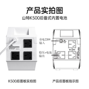 山特（SANTAK）K500-Pro 后备式ups不间断电源稳压备用电脑收银机监控 500VA/300W 京仓发货
