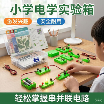 舜江 电路暗盒简单串并联单刀开关小灯座电池盒小灯泡小学四年级物理科学器材 接线盒电学实验盒