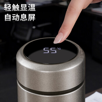 格亚（GEYA）抗菌纯钛保温杯 智能温显纯钛杯商务保温茶杯子保温水杯定制礼物