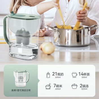 倍世（BWT）滤水壶家用过滤净水器大容量母婴水壶 G5系列 4.3L（沧浪青）一壶6芯 镁离子滤芯【半年装】