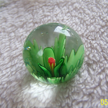逐月园艺玻璃珠双色25mm精彩球玻璃弹珠心意礼物玻璃球绿色花朵单个
