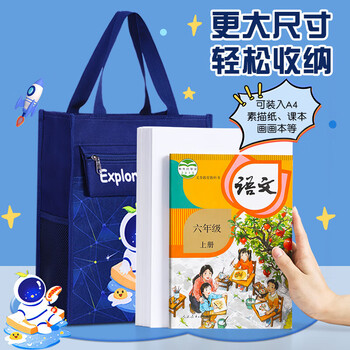 猫太子补课手提袋补习袋美术收纳袋小学生专用工具袋手提大容量儿童双肩书包学习袋手拎帆布袋开学季礼物