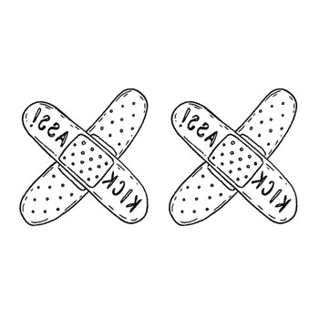 创可贴手绘纹身贴防水持久男女手上原创黑白简约线条刺青文身学生文身