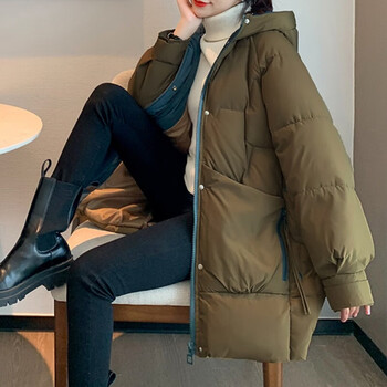 米囹200斤胖女孩羽绒服青少年高中生爆款中长款冬季加绒加厚新款胖mm